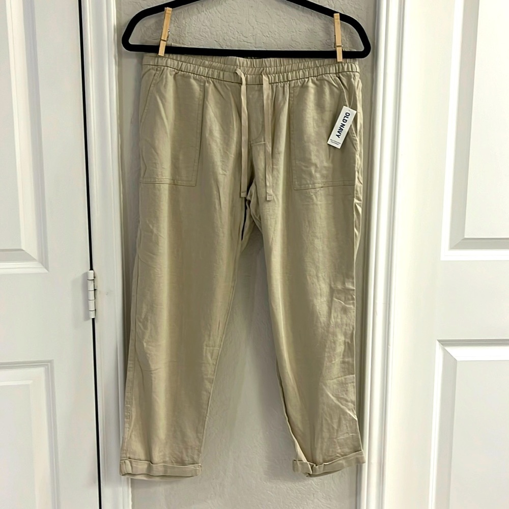 Old Navy linen pants, natural, size 2